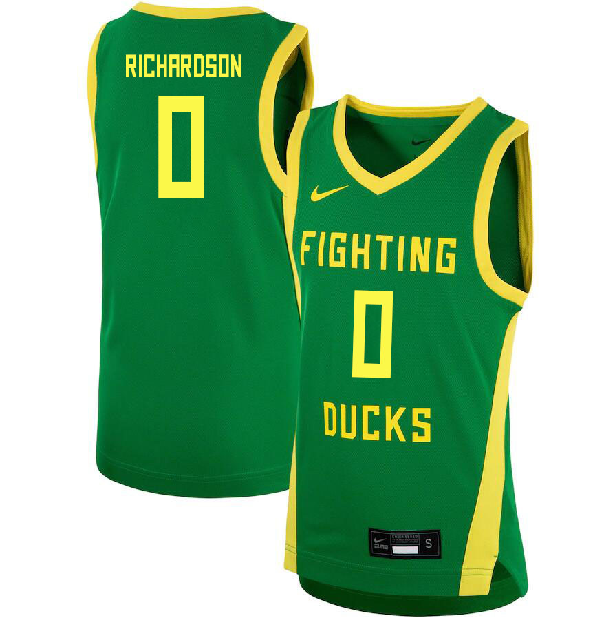 Men #0 Will Richardson Oregon Ducks College Basketball Jerseys Sale-Green